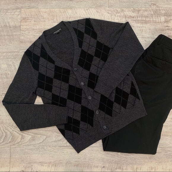 Express Other - Express Merino Wool Argyle Button-Down Sweater